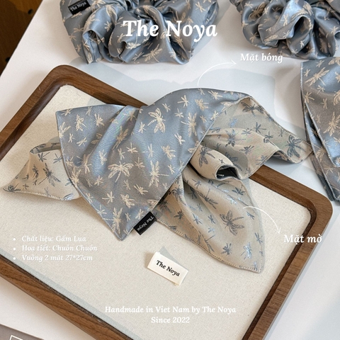 [SIÊU TO] Cột tóc Gấm Lụa chuồn chuồn, dây buộc tóc vuông 2 mặt siêu mềm mướt óng ánh may thủ công The Noya G15