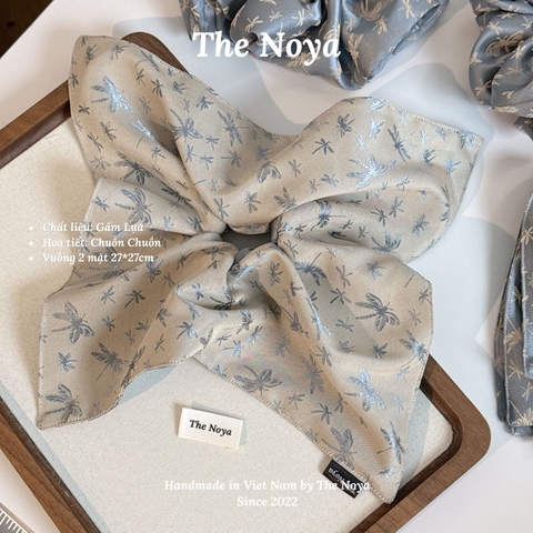 [SIÊU TO] Cột tóc Gấm Lụa chuồn chuồn, dây buộc tóc vuông 2 mặt siêu mềm mướt óng ánh may thủ công The Noya G15