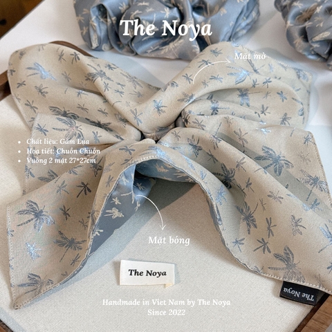 [SIÊU TO] Cột tóc Gấm Lụa chuồn chuồn, dây buộc tóc vuông 2 mặt siêu mềm mướt óng ánh may thủ công The Noya G15