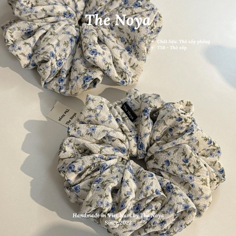 Dây buộc tóc scrunchie handmade by The Noya chất thô xốp hoa nhí T58