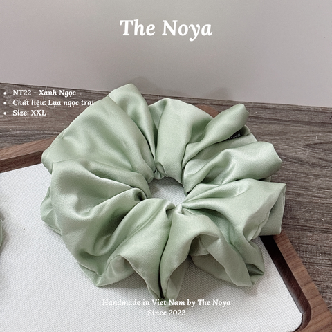 Dây buộc tóc scrunchies vải lụa ngọc trai co giãn phong cách Hàn Quốc xinh xắn cho nữ The Noya NT22