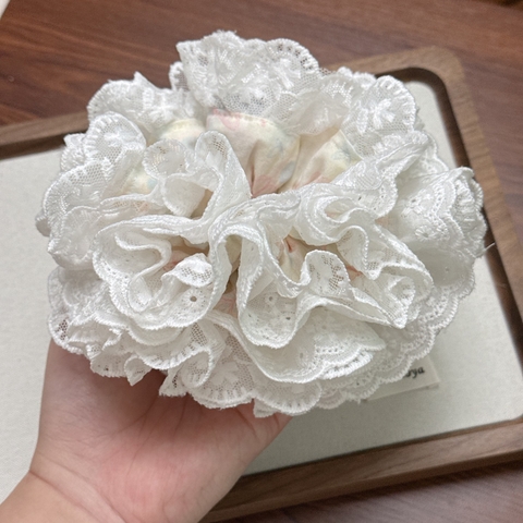 Scrunchie Cẩm Tú Cầu The Noya Thiết Kế Cao Cấp Siêu Bồng Bềnh Phối Ren CT04