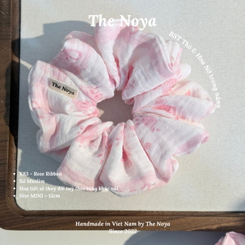 [BST Thỏ & Hoa Nở Trong Nắng] Scrunchie, dây buộc tóc xô muslim handmade siêu phồng hoạ tiết vintage The Noya X83 - Rose Ribbon