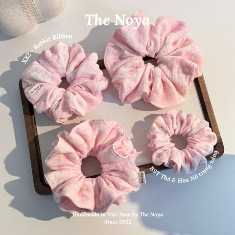 [BST Thỏ & Hoa Nở Trong Nắng] Scrunchie, dây buộc tóc xô muslim handmade siêu phồng hoạ tiết vintage The Noya X82 - Rabbit Ribbon