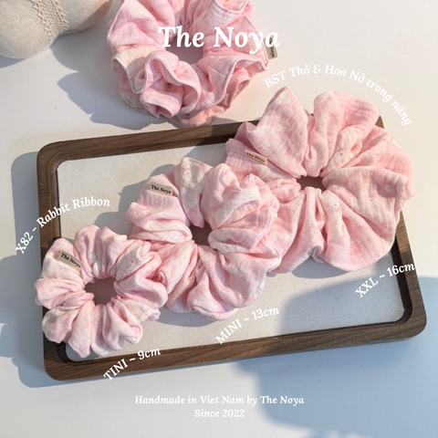 [BST Thỏ & Hoa Nở Trong Nắng] Scrunchie, dây buộc tóc xô muslim handmade siêu phồng hoạ tiết vintage The Noya X82 - Rabbit Ribbon