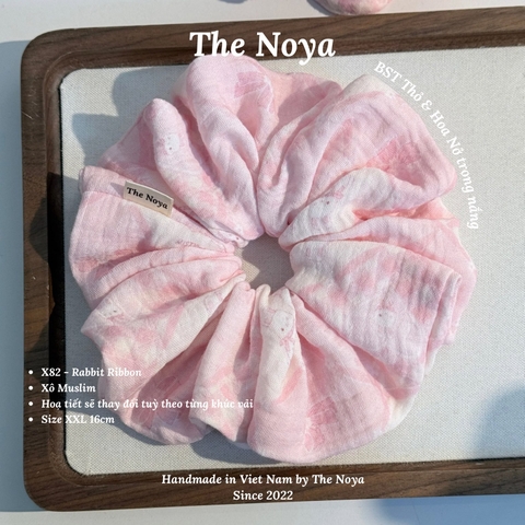 [BST Thỏ & Hoa Nở Trong Nắng] Scrunchie, dây buộc tóc xô muslim handmade siêu phồng hoạ tiết vintage The Noya X82 - Rabbit Ribbon