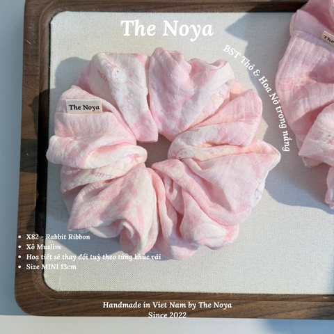 [BST Thỏ & Hoa Nở Trong Nắng] Scrunchie, dây buộc tóc xô muslim handmade siêu phồng hoạ tiết vintage The Noya X82 - Rabbit Ribbon