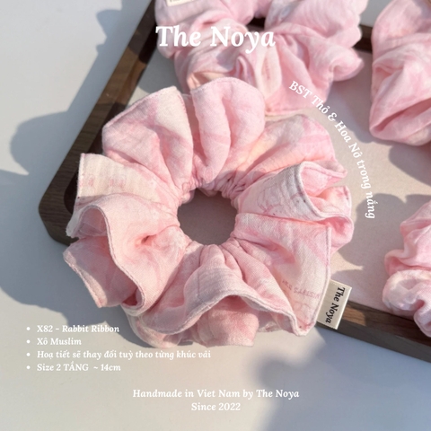 [BST Thỏ & Hoa Nở Trong Nắng] Scrunchie, dây buộc tóc xô muslim handmade siêu phồng hoạ tiết vintage The Noya X82 - Rabbit Ribbon