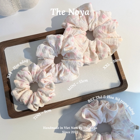 [BST Thỏ & Hoa Nở Trong Nắng] Scrunchie, dây buộc tóc xô muslim handmade siêu phồng hoạ tiết vintage The Noya X84 - Hoa Nắng