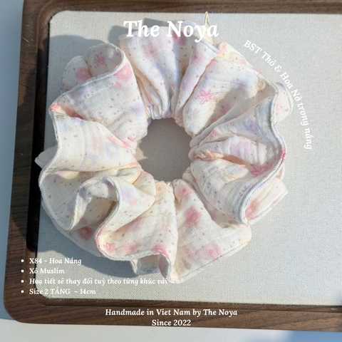 [BST Thỏ & Hoa Nở Trong Nắng] Scrunchie, dây buộc tóc xô muslim handmade siêu phồng hoạ tiết vintage The Noya X84 - Hoa Nắng