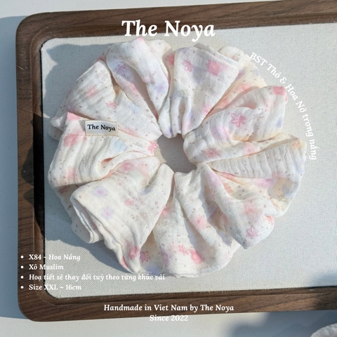 [BST Thỏ & Hoa Nở Trong Nắng] Scrunchie, dây buộc tóc xô muslim handmade siêu phồng hoạ tiết vintage The Noya X84 - Hoa Nắng