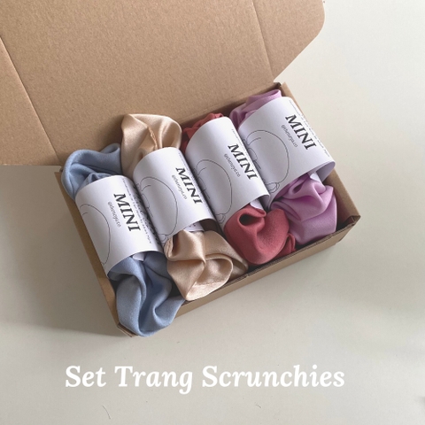 Set 4 dây buộc tóc scrunchies lụa handmade The Noya