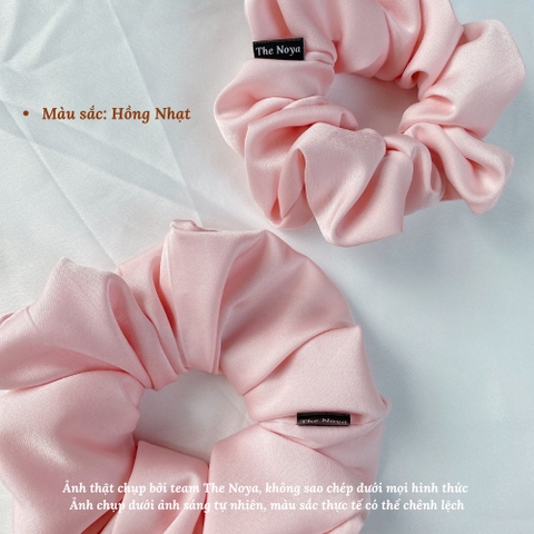 Dây buộc tóc vải lụa co giãn màu trơn phong cách Hàn Quốc xinh xắn cho nữ The Noya NT14