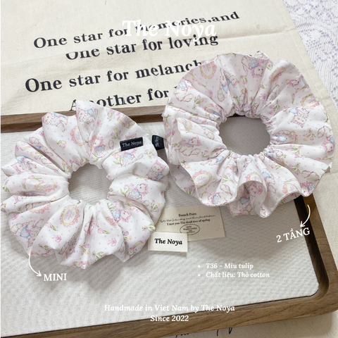 The Noya - dây buộc tóc scunchies MIU TULIP siêu phồng phong cách Hàn Quốc dễ thương T36