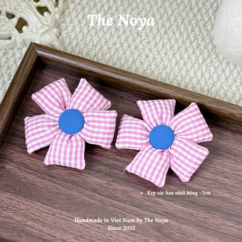 Kẹp tóc hoa nhồi bông The Noya kiểu dáng màu hiện đại dễ thương K13
