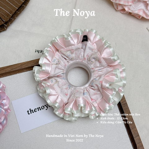 Scrunchie Cẩm Tú Cầu Dây buộc tóc/cột tóc Thiết Kế Cao Cấp Siêu Nhúm Siêu Bồng, Hàng May Thủ Công The Noya