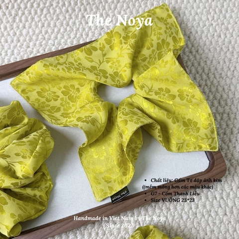 [Gấm Tơ - Cốm Thanh Liễu] Cột tóc Gấm Tơ Lụa Jacquard may thủ công The Noya G7