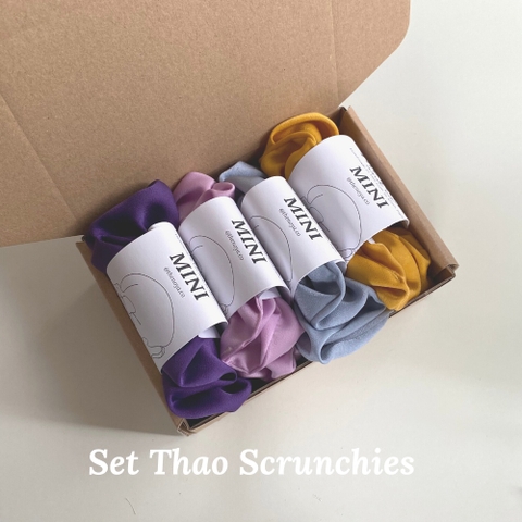 Set 4 dây buộc tóc scrunchies lụa handmade The Noya