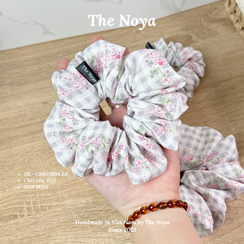 Dây buộc tóc hoạ tiết caro hoa lạ thủ công handmade chất đũi The Noya D9