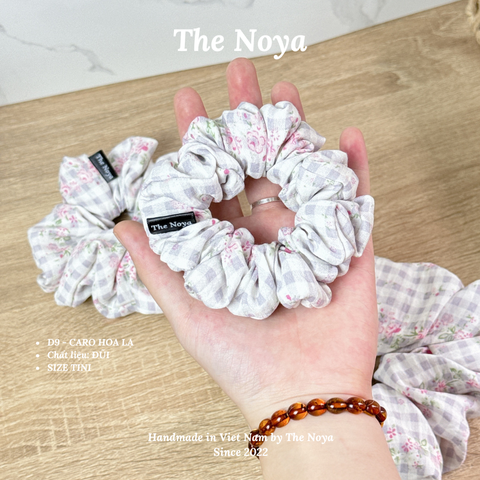 Dây buộc tóc hoạ tiết caro hoa lạ thủ công handmade chất đũi The Noya D9