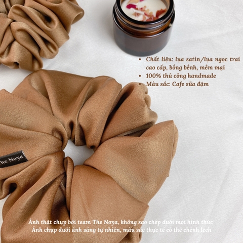 Dây cột tóc Scrunchies lụa mềm cỡ lớn màu pastel sản xuất tại Việt Nam The Noya NT03