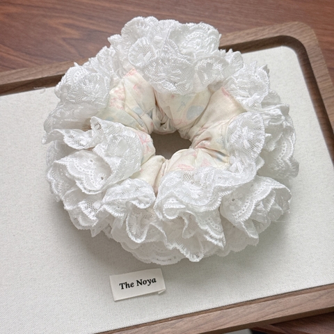 Scrunchie Cẩm Tú Cầu The Noya Thiết Kế Cao Cấp Siêu Bồng Bềnh Phối Ren CT04