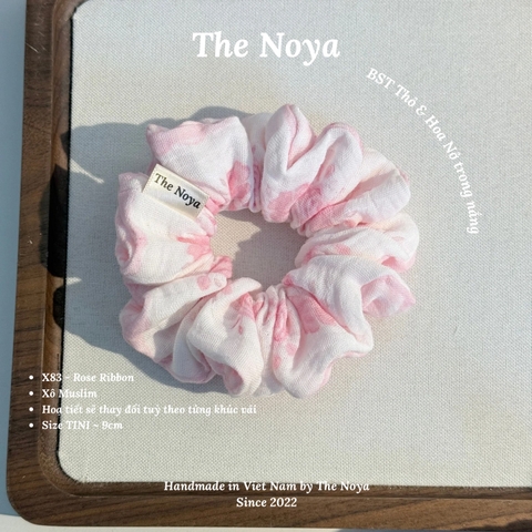 [BST Thỏ & Hoa Nở Trong Nắng] Scrunchie, dây buộc tóc xô muslim handmade siêu phồng hoạ tiết vintage The Noya X83 - Rose Ribbon