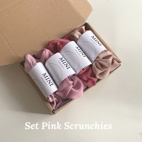 Set 4 dây buộc tóc scrunchies lụa handmade The Noya