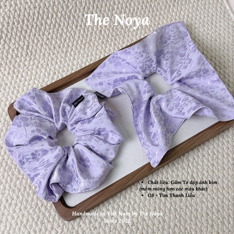 [Gấm Tơ - Tím Thanh Liễu] Cột tóc Gấm Tơ Lụa Jacquard may thủ công The Noya G8