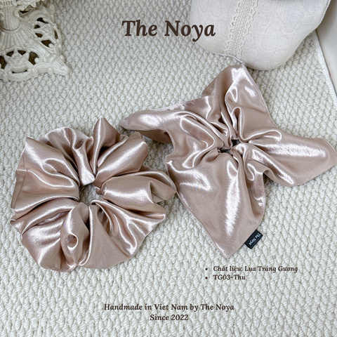 Scrunchies dây buộc tóc chất liệu Lụa Tráng Gương dày dặn siêu phồng by The Noya TG01, TG02, TG03, TG04