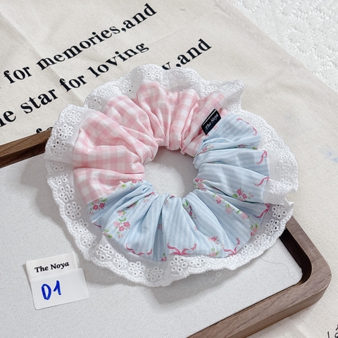 [Mã D1-D9] Dây buộc tóc scrunchies siêu phồng hoạ tiết dễ thương by The Noya