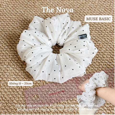 Dây buộc tóc cột tóc MUSE SCRUNCHIE hoạ tiết chấm bi nổi handmade by The Noya