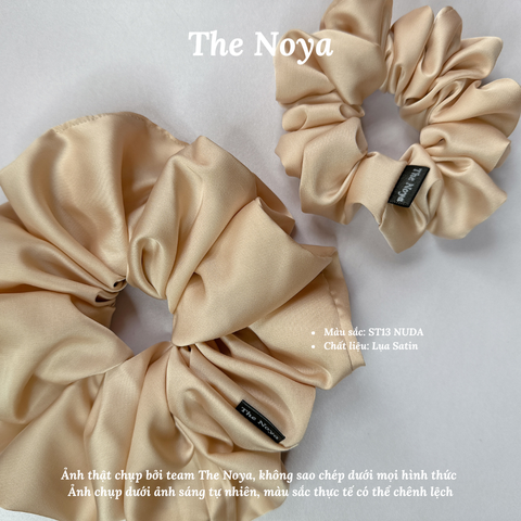 Dây buộc tóc Scrunchies lụa satin NUDA cỡ lớn siêu bồng bềnh handmade by The Noya ST13