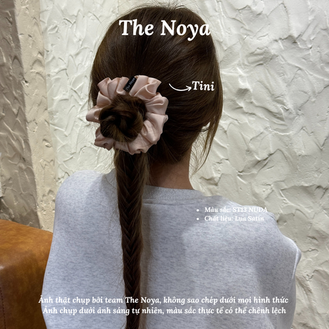 Dây buộc tóc Scrunchies lụa satin NUDA cỡ lớn siêu bồng bềnh handmade by The Noya ST13