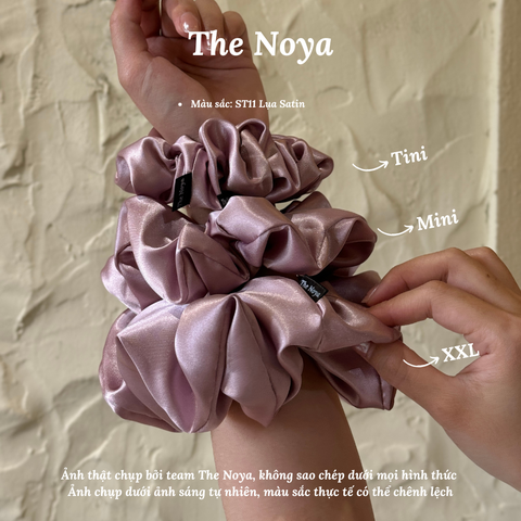 Dây buộc tóc Scrunchies lụa satin màu Violet cỡ lớn siêu bồng bềnh handmade 100% The Noya ST11