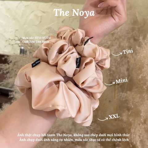 Dây buộc tóc Scrunchies lụa satin NUDA cỡ lớn siêu bồng bềnh handmade by The Noya ST13