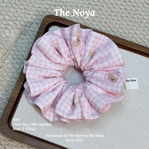 Hà Thu Scrunchie - Dây buộc tóc xô muslim 2 tầng phối viền handmade by The Noya X95