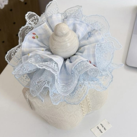 Bluery - Dây buộc tóc scrunchie handmade by The Noya chất thô cotton vibe xanh dương T57