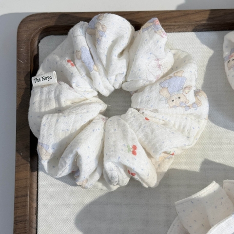 Scrunchie, dây buộc tóc 2 tầng xô muslim handmade siêu phồng hoạ tiết vintage The Noya X85-X90
