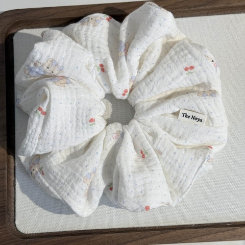 Scrunchie, dây buộc tóc 2 tầng xô muslim handmade siêu phồng hoạ tiết vintage The Noya X85-X90