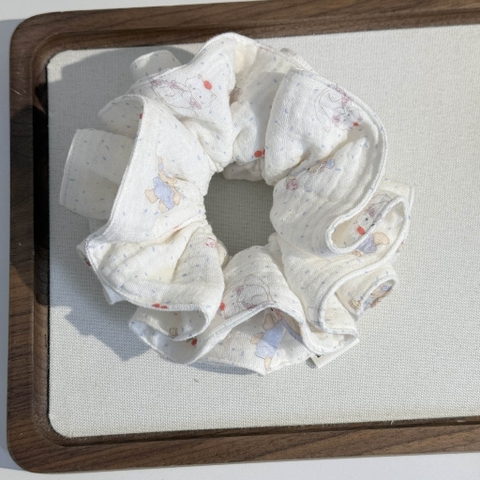 Scrunchie, dây buộc tóc 2 tầng xô muslim handmade siêu phồng hoạ tiết vintage The Noya X85-X90