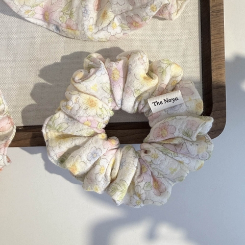 Scrunchie, dây buộc tóc 2 tầng xô muslim handmade siêu phồng hoạ tiết vintage The Noya X85-X90