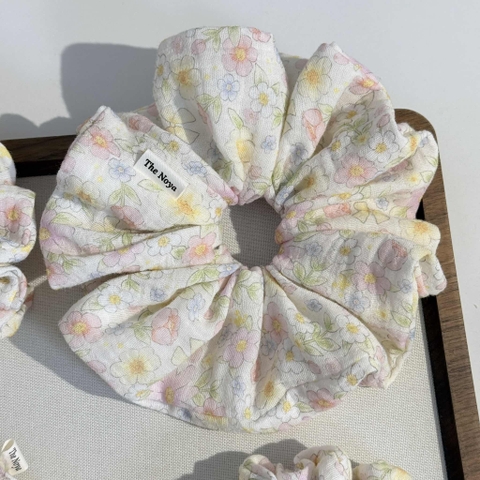 Scrunchie, dây buộc tóc 2 tầng xô muslim handmade siêu phồng hoạ tiết vintage The Noya X85-X90