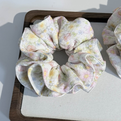 Scrunchie, dây buộc tóc 2 tầng xô muslim handmade siêu phồng hoạ tiết vintage The Noya X85-X90
