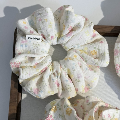 Scrunchie, dây buộc tóc 2 tầng xô muslim handmade siêu phồng hoạ tiết vintage The Noya X85-X90