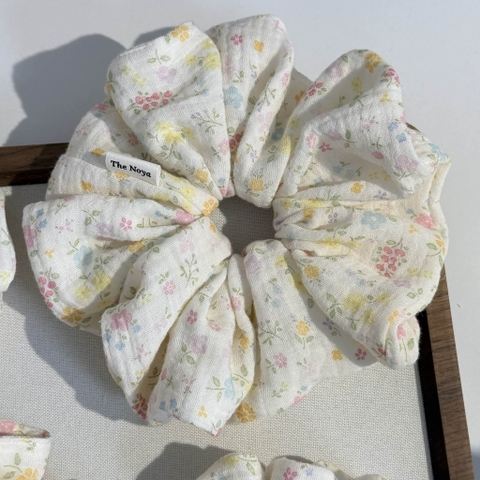 Scrunchie, dây buộc tóc 2 tầng xô muslim handmade siêu phồng hoạ tiết vintage The Noya X85-X90