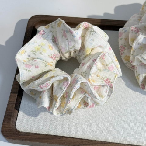 Scrunchie, dây buộc tóc 2 tầng xô muslim handmade siêu phồng hoạ tiết vintage The Noya X85-X90