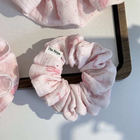 Scrunchie, dây buộc tóc 2 tầng xô muslim handmade siêu phồng hoạ tiết vintage The Noya X85-X90