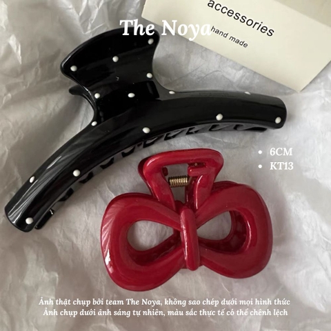 Kẹp tóc nơ đỏ The Noya phong cách Hàn, ribbon đỏ xinh KT13
