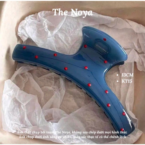 Kẹp tóc chấm bi xanh The Noya, kẹp cá mập chấm sóng hoa ba chiều mới KT15